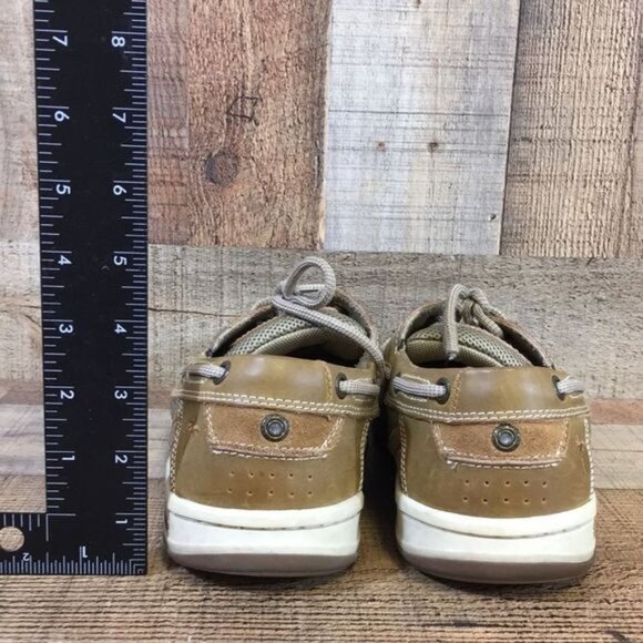 Margaritaville Boat Shoes Mens 10 Tan Leather Anchor Lace‎ Up - Picture 8 of 13